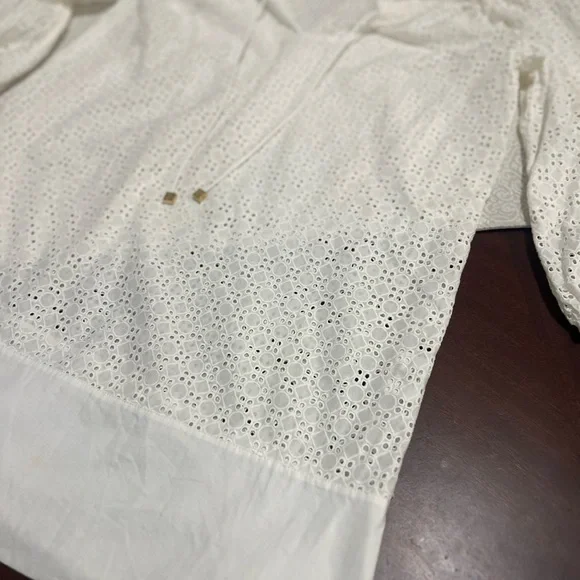Tory Burch Soraya White Eyelet Tunic Cover Up Drawstring Resort Beach Top - Picture 3 of 11